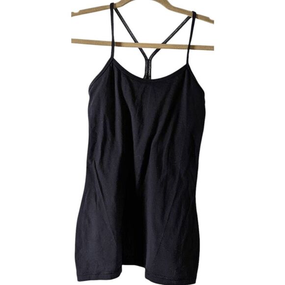 LULULEMON ATHLETICA Power Y Tank 'Luon' in Black Size 4 - Picture 2 of 7